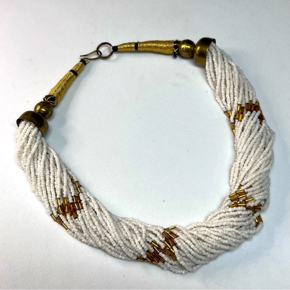 VTG Multi Layer Seed Bead Native Tribal Collar Necklace 17" - Picture 11 of 11